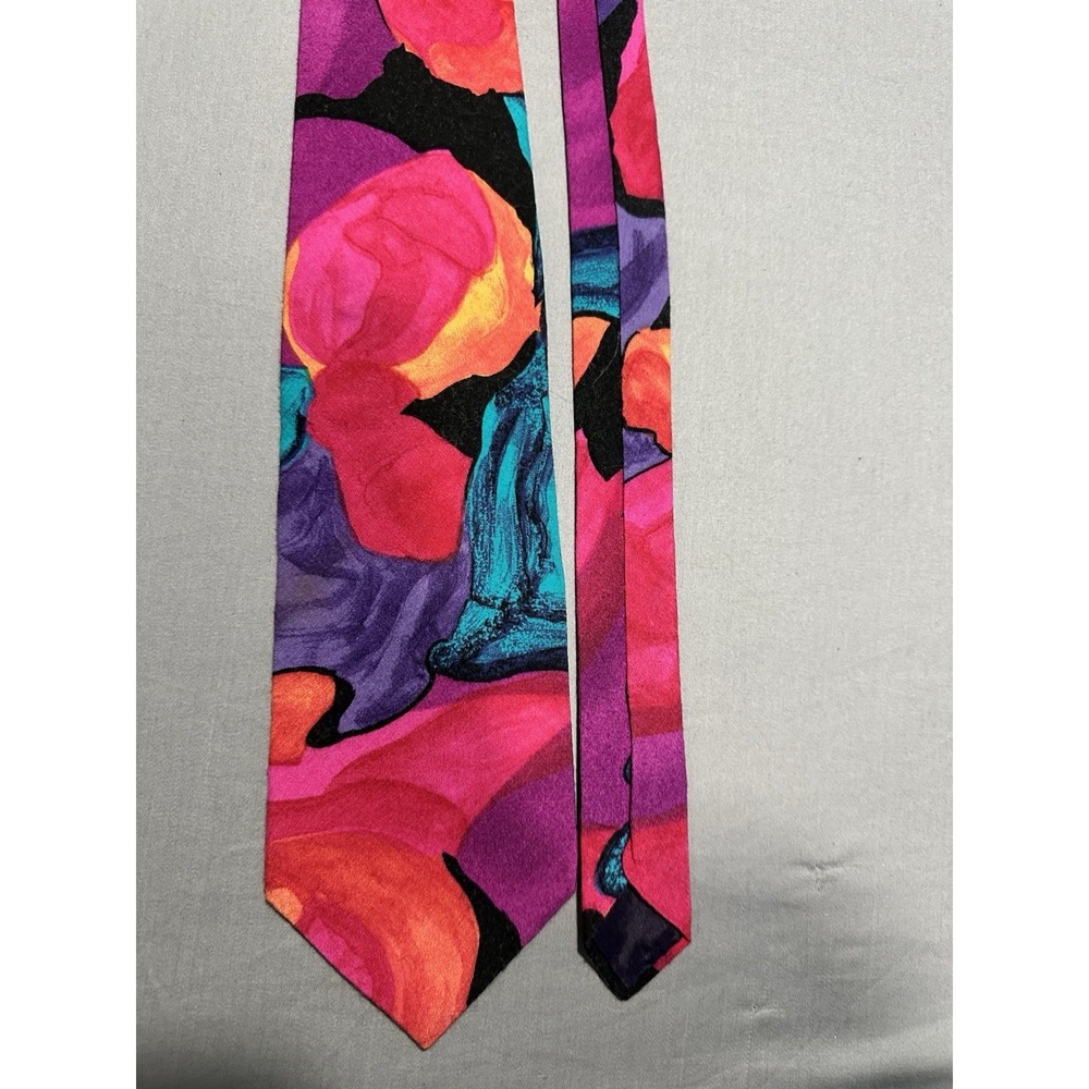 VTG Adolfo Bright Abstract Water Colors Neck Tie‎